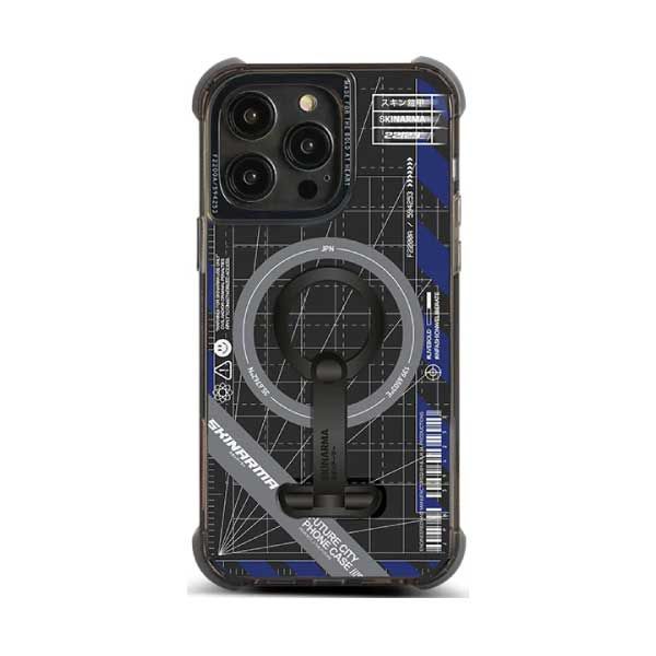 SkinArma Shindo Protective Case With Pivotal Ring For iPhone 14 Pro | Black+Blue SkinArma Shindo Protective Case With Pivotal Ring For iPhone 14 Pro | Black+Blue